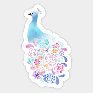 Peacock Flight of Flowers Sticker